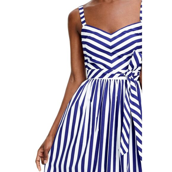 NWT J.Crew Striped Ruffle Maxi in White Deep Orchid Belted Cotton Tank Dress 14 - Picture 4 of 9